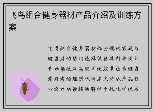 飞鸟组合健身器材产品介绍及训练方案